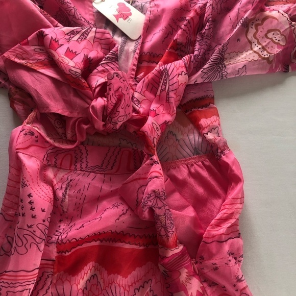 L'ATISTE BY AMY Pink Sheer Cut Out Maxi Dress NWT Size M Beach Cover - Picture 7 of 13